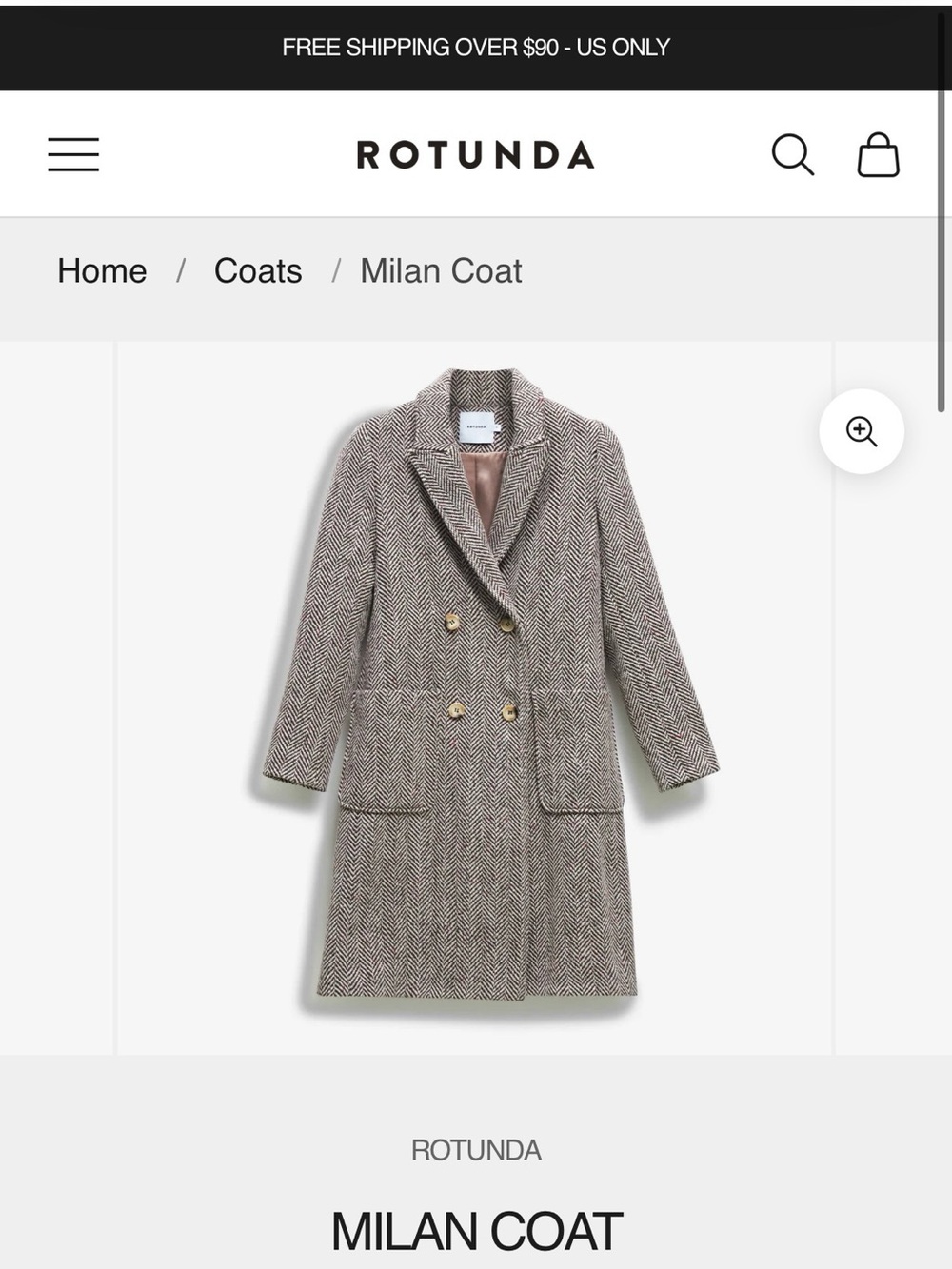 Milan Double-Breasted Herringbone Pea Coat in Brown/Gray - Rotunda